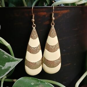 Brass & enamel teardrop dangle earrings